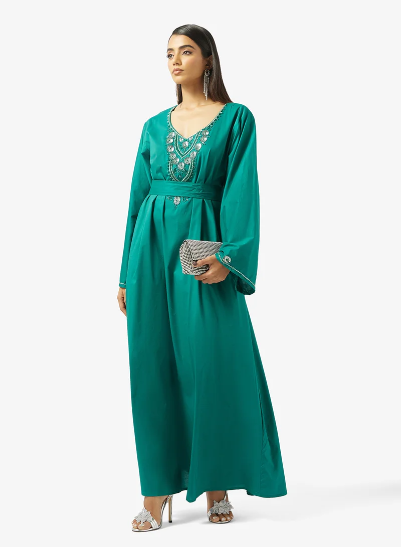 hayas closet  Embellished Belted Jalabiya for Women | Best Price UAE